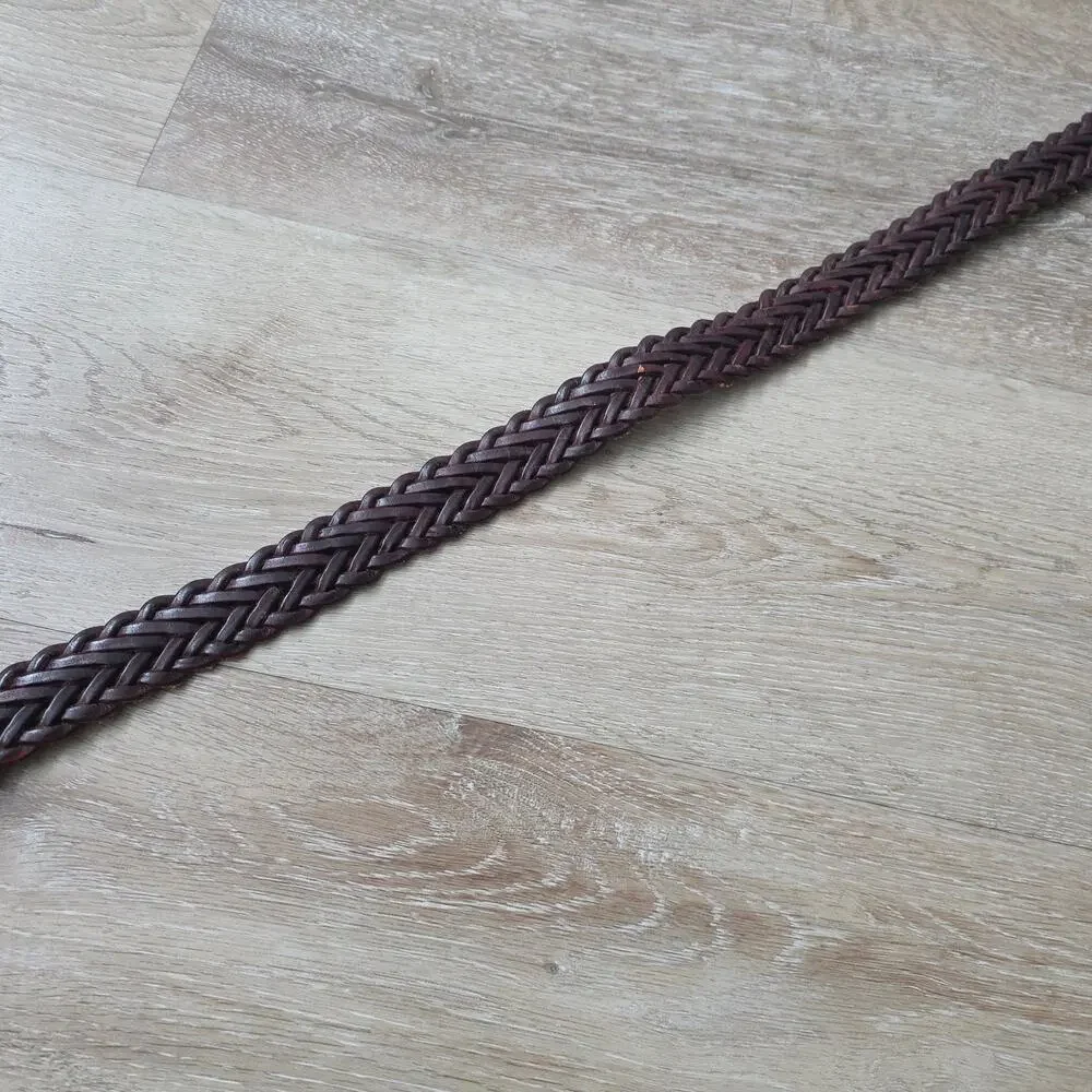 Vintage Taiwan R.O.C. Brown Braided Leather Belt sz Extra Large Retro Casual